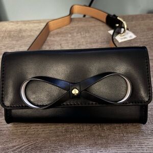 Kate Spade Black Leather Belt Bag with Bow Accent